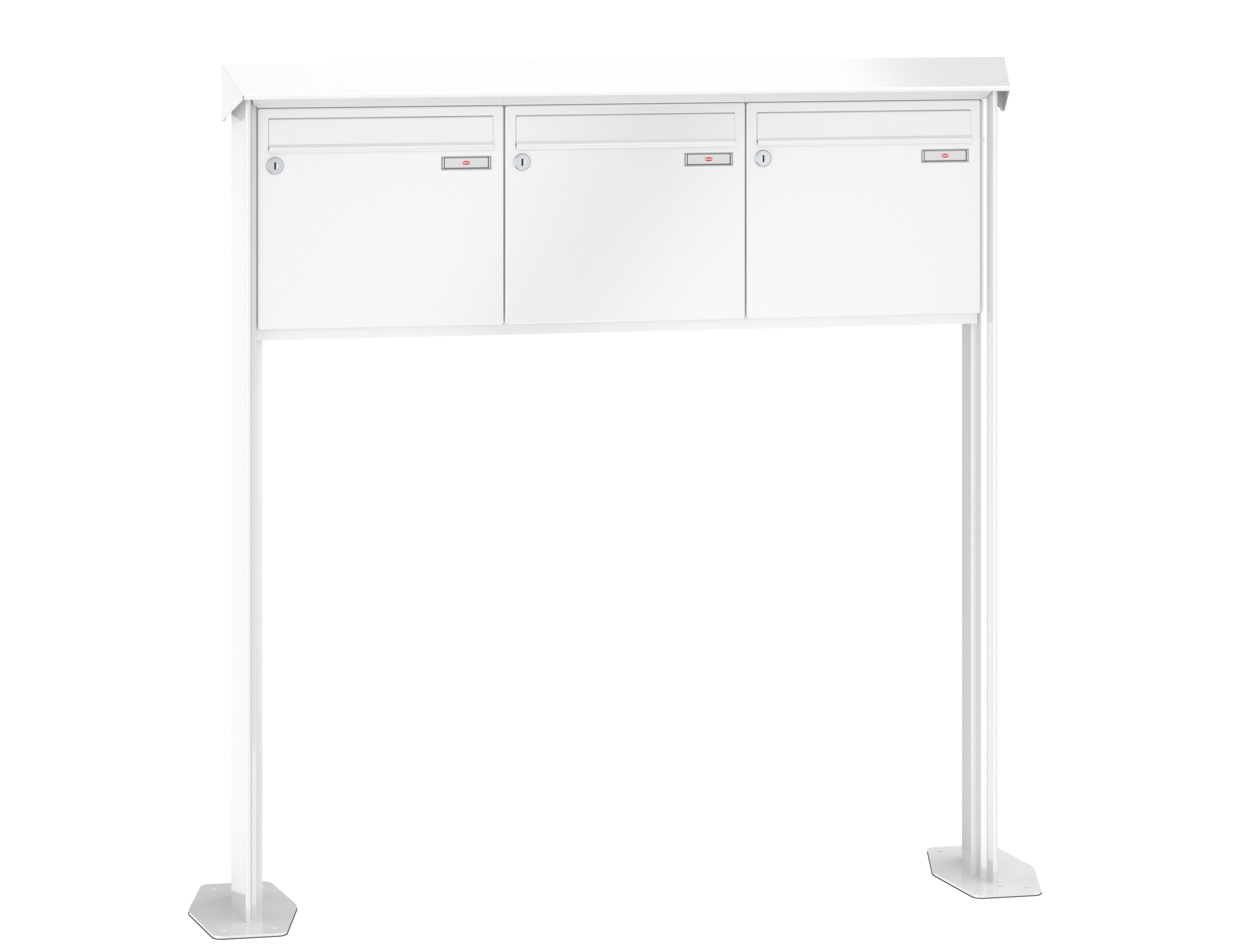 PRISMA Verkehrsweiß RAL 9016 3 Briefkästen