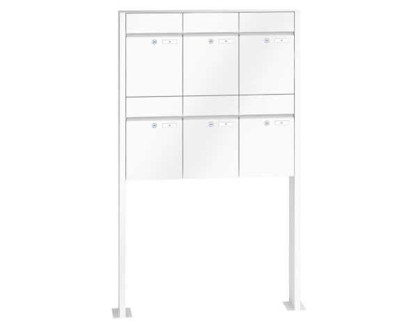 Freistehend mit Fußplatten RENZ Plan Aufputz Verkehrsweiß RAL 9016 6 Briefkästen