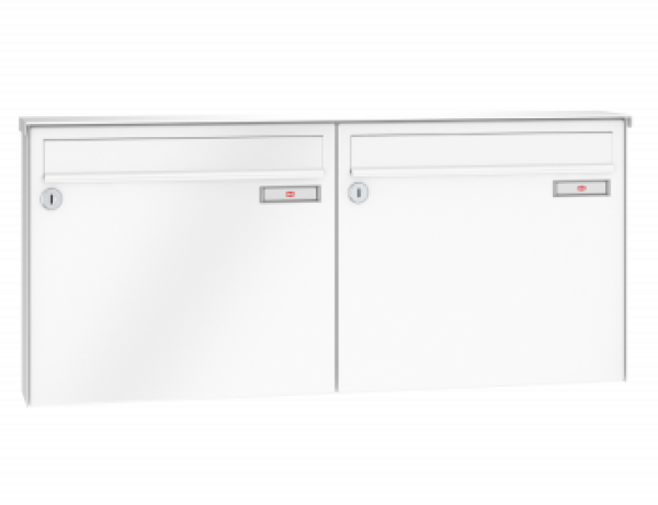 RENZ Briefkastenanlage Aufputz Classic Basic B Kastenformat 370x330x100mm, 2-​teilig weiß RAL 9016